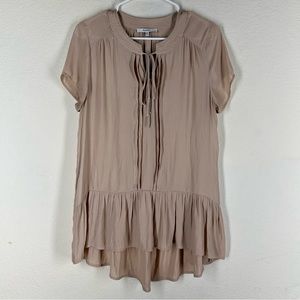 RO&DE Anthropologie Beige Tan Ruffled Tunic Blouse Top size M